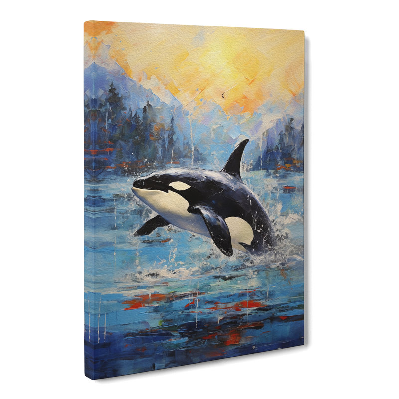 Orca Whale Impressionism - Print, 50cm H x 35cm W x 3cm D