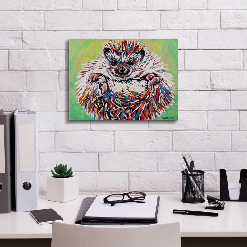 «Colorful Hedgehog 2» par Carolee Vitaletti, art mural sur toile, H 12 po x l 16 po x P 0,75 po