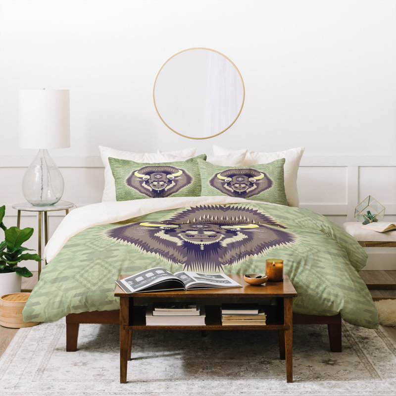 Rustic Polyester Geometric Shapes Duvet Cover, King Duvet Cover + 2 King Shams