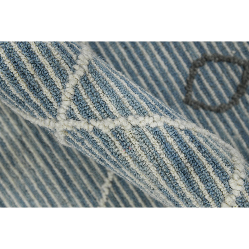 Handmade Blue Wool Reversible 8' x 10' Area Rug