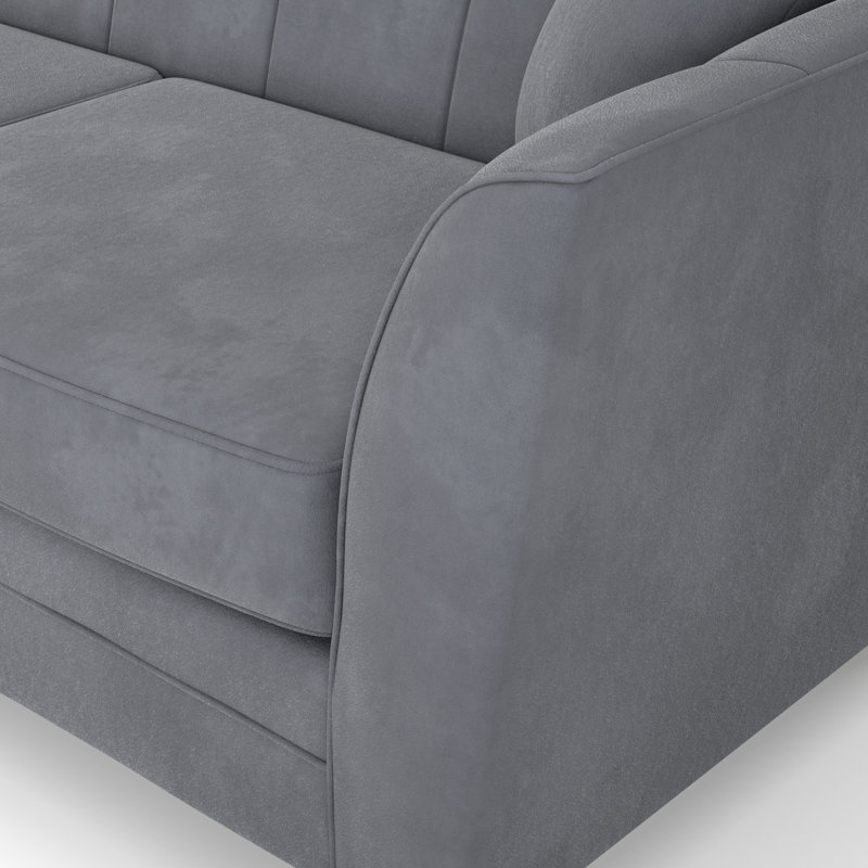 Laverton 2 Seater Velvet Flared Arm Sofa, Steel