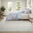 Blue Floral King Bedding Sets, Soft Microfiber Comforter with Ruffle Trim
