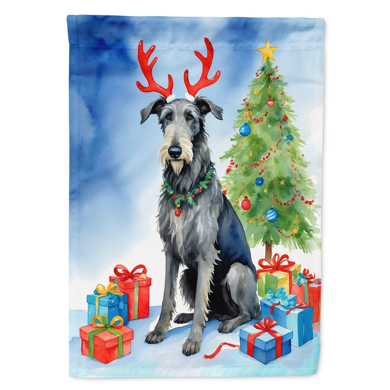 Drapeau de Noël maison de renne, Lévrier écossais