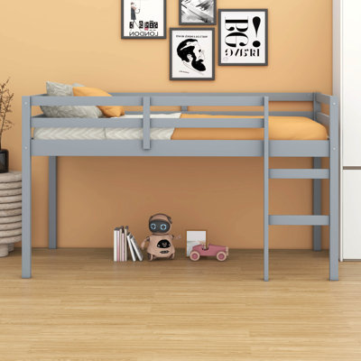 Twin Size Loft Bed – Ladder & Strengthened Slat Bed Platform