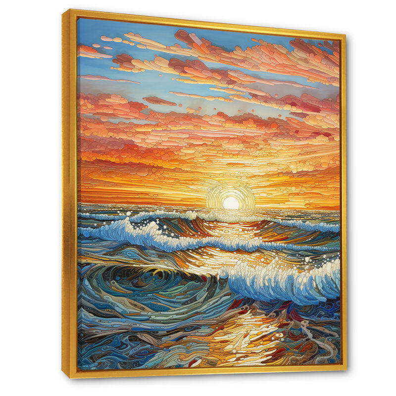 Rainbow Ocean Sunrise V, H 20 po x l 12 po x P 1 po, Cadre flottant doré