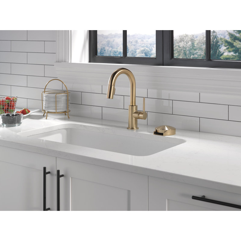 Trinsic Pull Down Sprayer Bar Faucet, Single Handle Prep Sink Faucet, Brilliance Champagne Bronze