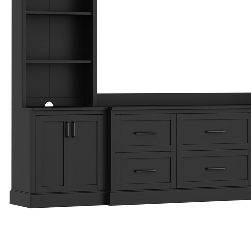 Meuble télé 107 po pour téléviseur de 70 po ou moins avec tablettes réglables pour le salon, Noir