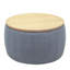 Rangement rond - 2 po 1. Fonctionne comme table de bout et. Revêtement en lin gris foncé. Fait à la main. 25,5 po x 25,5 po x 14,5 po. Capacité de poids de 250 lb, 1 fonction, et gris. Fabriqué à la main avec 250 lb. Aucun assemblage requis-739086761