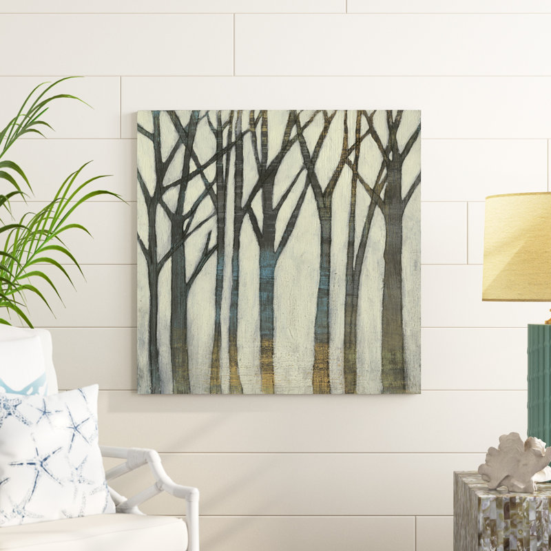 «Birch Line I» par Jennifer Goldberger, reproduction d'art sur toile, H 36 po x l 36 po, Toile tendue
