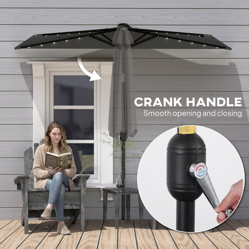 265cm Wall Mount Parasol, Dark Grey
