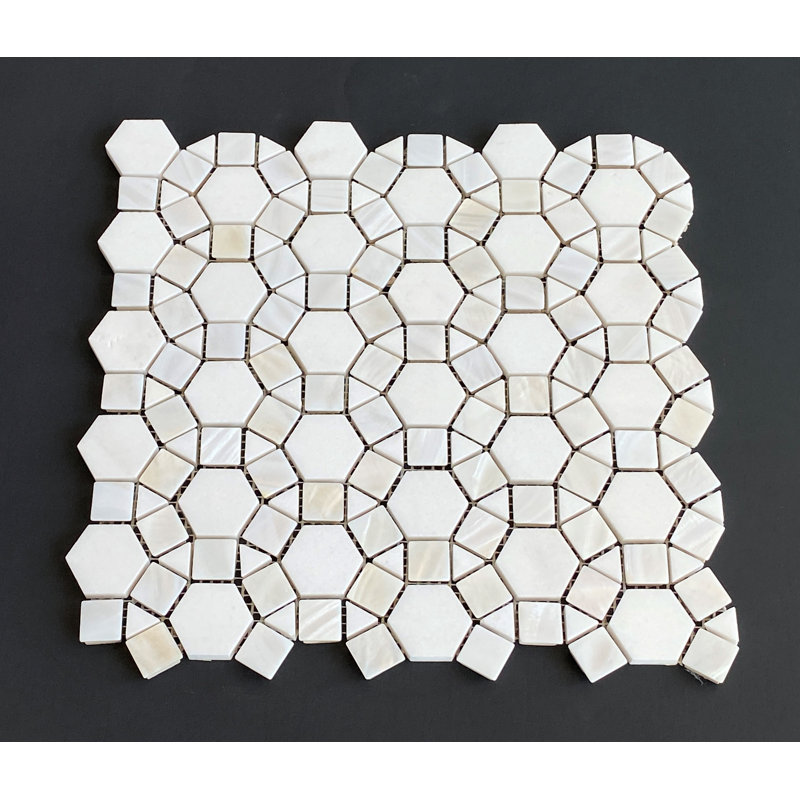 Thassos Mosaic Pattern Seashell Bathroom Wall Tile
