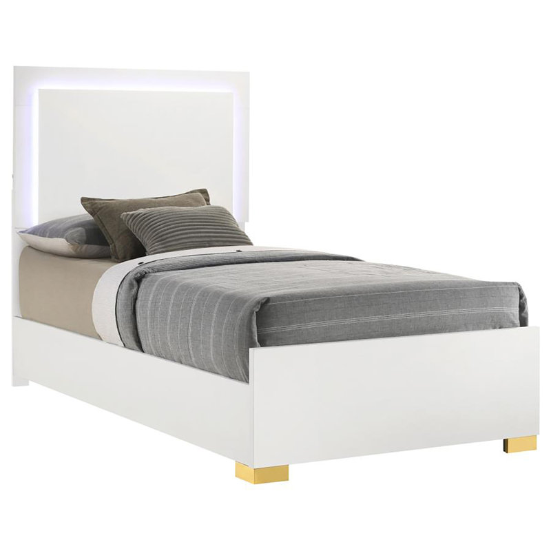 Lit plateforme Zaidah, Simple, Blanc