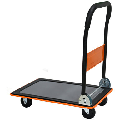 Chariot à plat robuste de 330 lb - roues pivotantes à 360 °, chariot à poussoir pliable pour l'entreposage / chargement (orange)