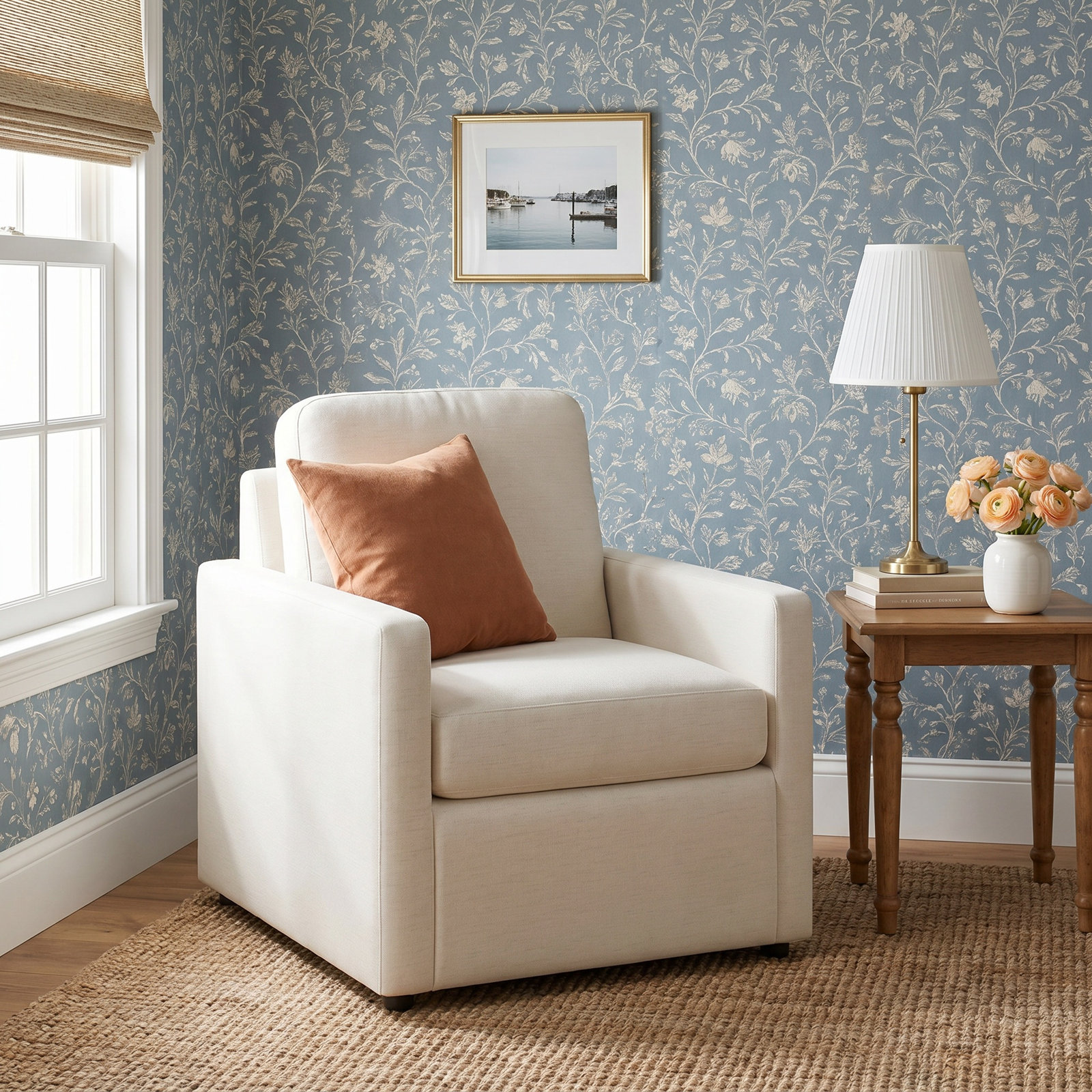 Savannah Upholstered Armchair, Nomad Snow Crypton® Chenille