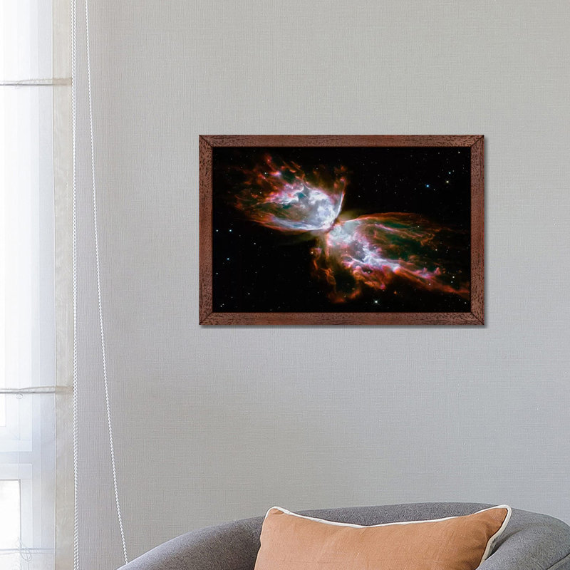 Butterfly Nebula Hubble Space Telescope - Print on Canvas, 152.5 cm H x 101.5 cm W, Brown Floater Framed