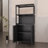 Black Bamboo Storage Cabinet, Separate Bathroom Cabinet With 2 Doors, Floor Cabinet Organizer For Living Room, Kitchen, Entrance