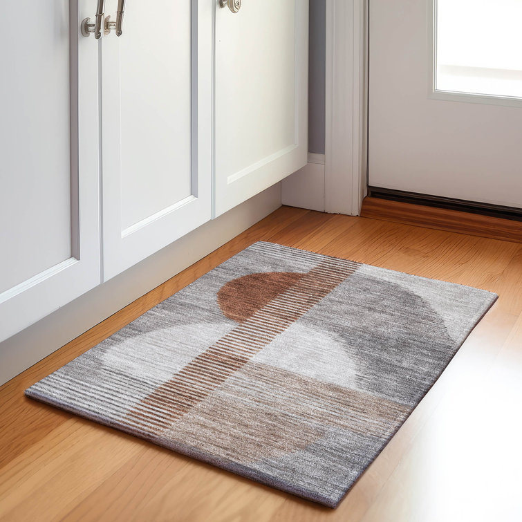 Machine Washable Indoor/Outdoor Xhevrie Taupe Rug