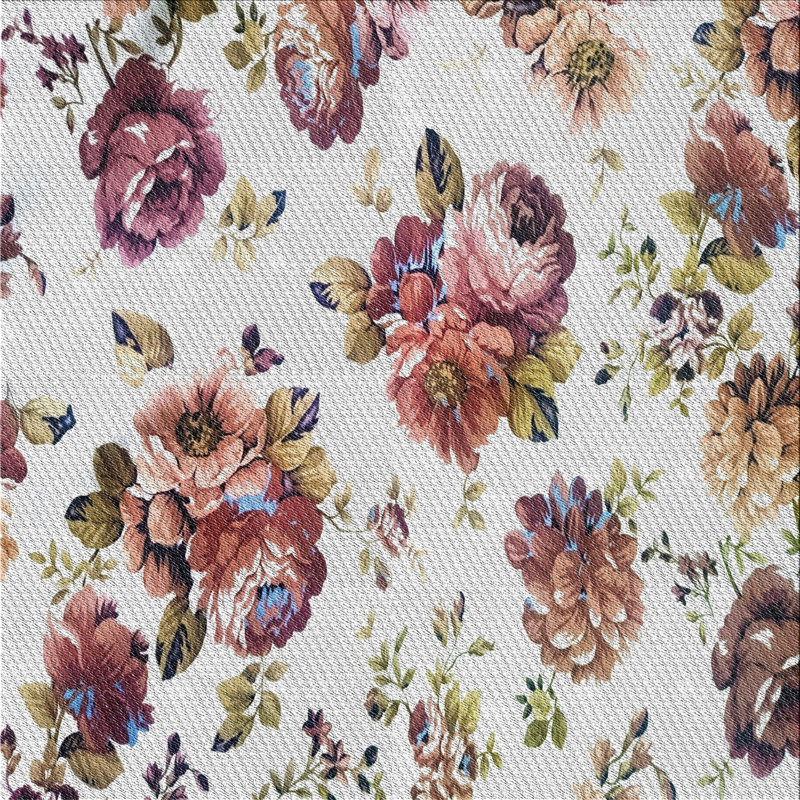 Tapis rouge à motif floral Mea, Carré 7 pi