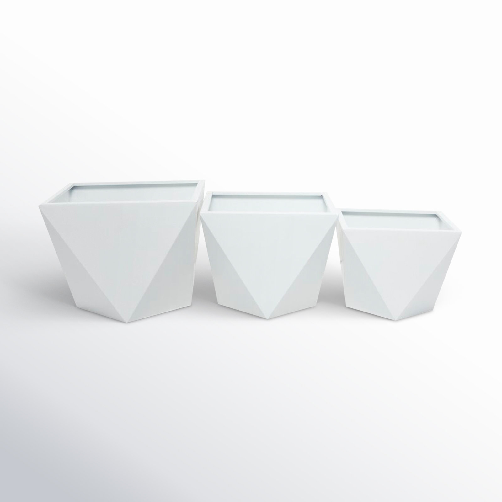 Esma Metal Planter - Set of 3, White