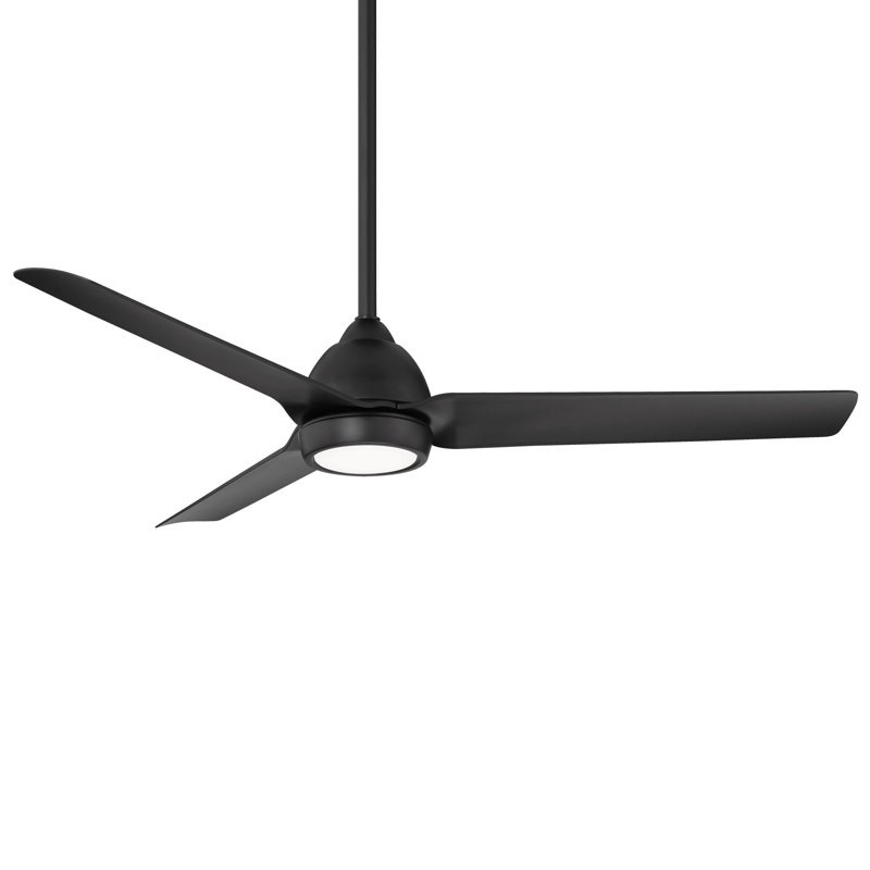 Ventilateur de plafond 54 po à 3 pales pour l'extérieur et l'intérieur Mocha avec télécommande incluse, Noir mat
