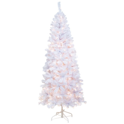 Arbre de Noël artificiel pin blanc 6,5 pi avec lumières claires