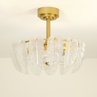 Ventilateur de plafond Fandelier doré moderne de 50 cm avec ensemble d'éclairage et télécommande