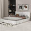 Grand lit tapissier au sol en velours-550158351