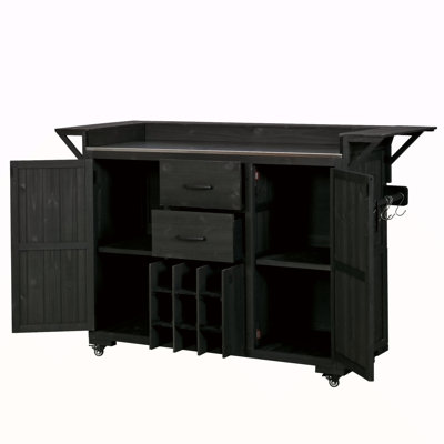 Îlot de cuisine moderne avec roulettes 60,2 po de largeur Modern