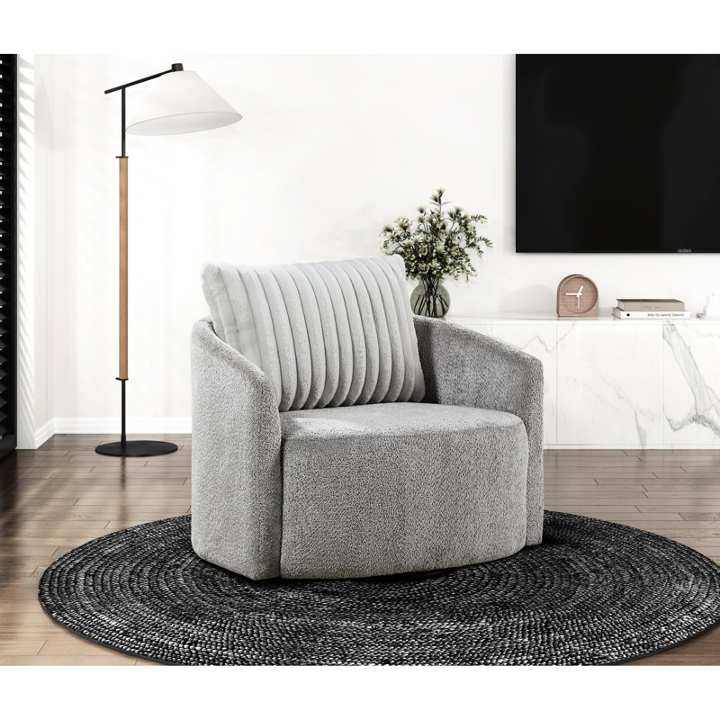 Fauteuil pivotant de 3 po de largeur en tissu chenille gris pour une assise confortable d'une hauteur de 24 po avec coussins de dossier