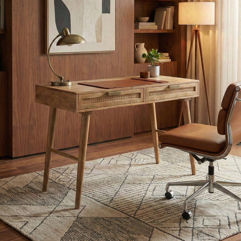 Bureau d'écriture semi-assemblé 45 "avec prises USB et CA Sedona, brun naturel Sedona, Brun