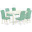 Ensemble de table de salle à manger 7 pièces composé d'une table de salle à manger rectangulaire et de 6 chaises Parson rembourrées en similicuir Pond, 36 x 60 pouces, lin blanc-88061768-88061769-13053065