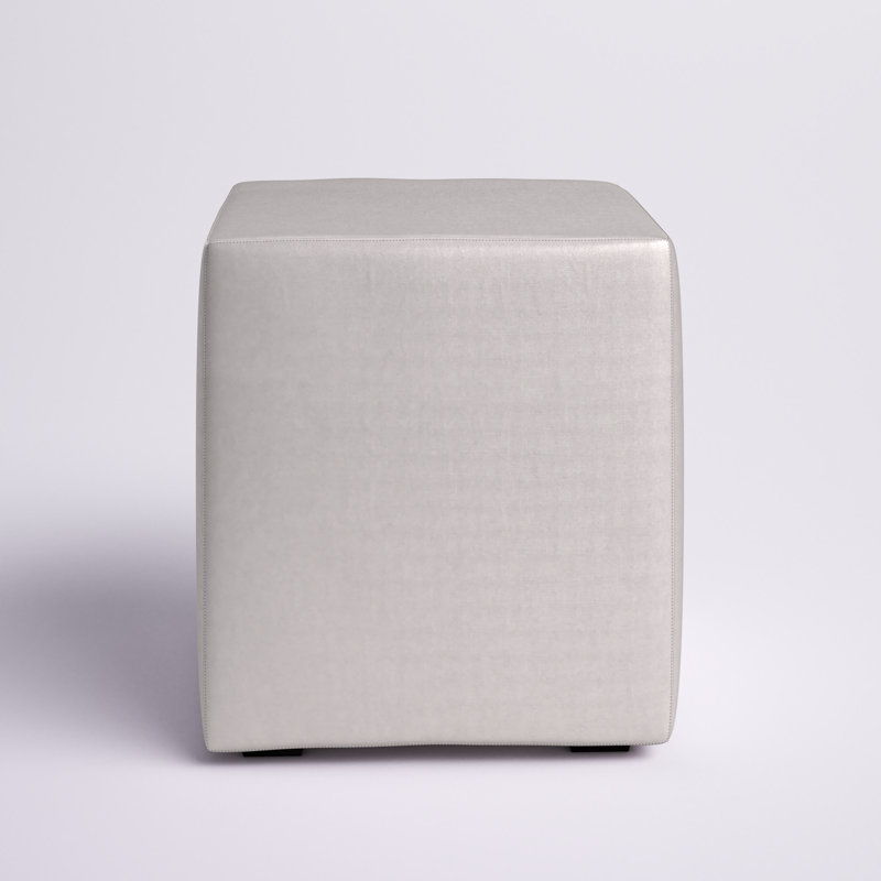 Baille Faux Leather Ottoman, Mercury Faux Leather