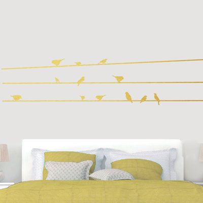 Décalcomanie murale oiseaux on lines
