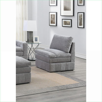 Canapé modulaire sans accoudoirs | Suède gris anthracite contemporain | Couche moelleuse triple | Tissu | Gris