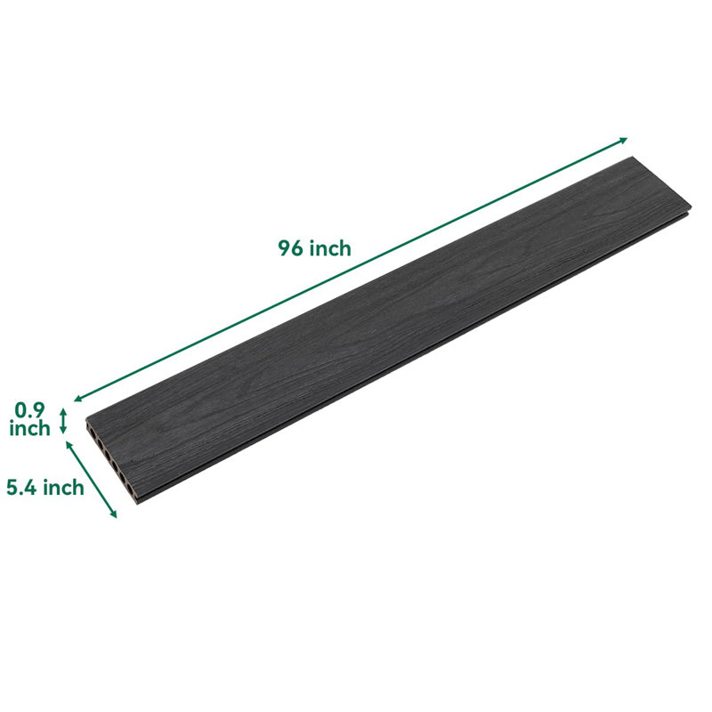 Planches d'extérieur en composite 96 "x 5,4" (3 pièces) -Inclut les accessoires d'installation, Noir, noir, noir, noir
