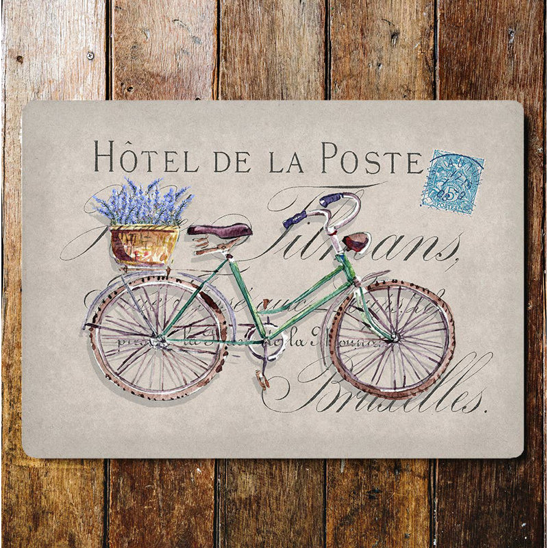 French Lavender Bicycle Bike Metal Wall Décor, 20cm H x 25cm W