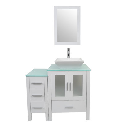 36'' Free Standing Single Bathroom Vanity with Glass Top -  Ebern Designs, 48D2DEBF4806455081A5CE895D8F534A