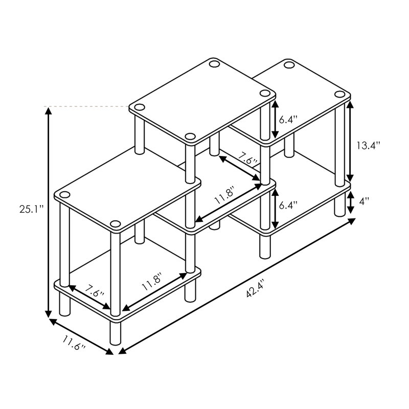 Support de rangement polyvalent H 25,12 po x l 42,4 po x P 11,6 po Nilda, Gris chêne français