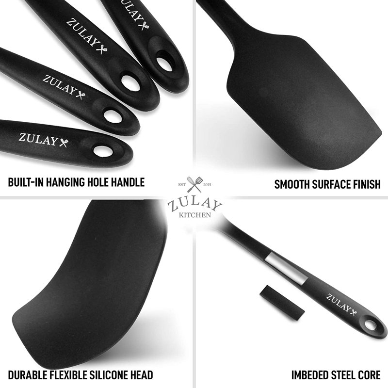 Black 4-Piece Heat Resistant Silicone Spatula Set