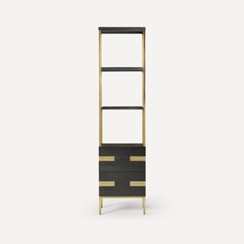 Armoire à linge autoportante Sentai, Chêne noir mat / laiton patiné