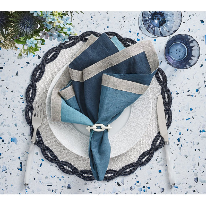 Dip Dye Linen Napkin, Navy/Blue