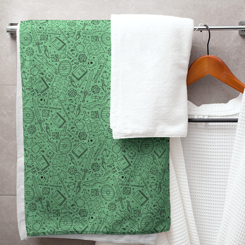 Serviette de bain classique, Vert/noir
