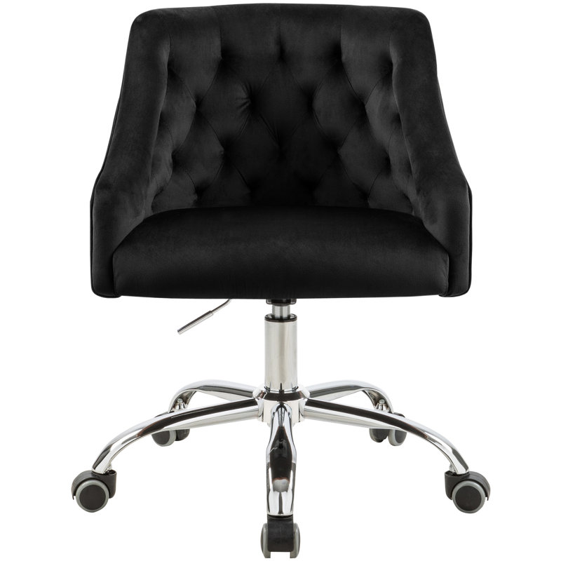 Casimir Velvet Task Chair, Black Velvet, Chrome