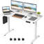 Bureau debout électrique à hauteur ajustable avec 4 roulettes verrouillables, crochet, grand tapis de souris-1273484589-1273484578