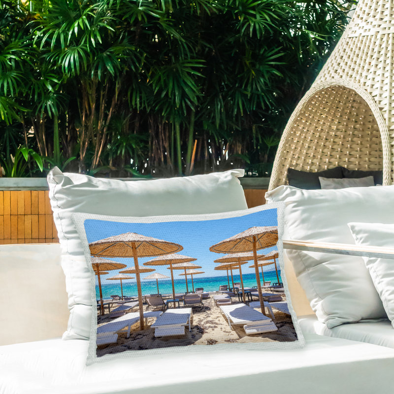 Coussin d'extérieur imprimé Tropical Beach
