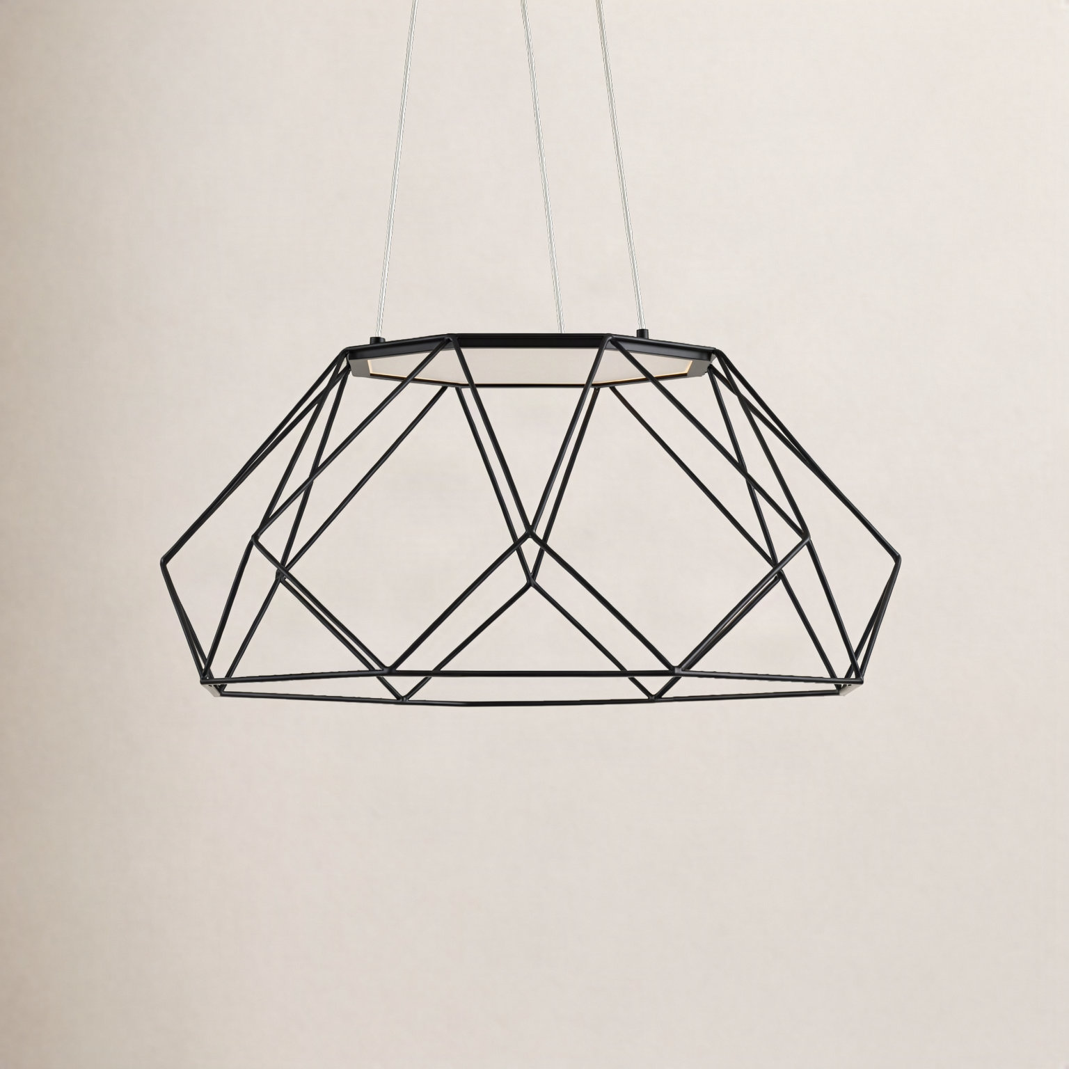 Roibin Single - Light Metal Dimmable LED Geometric Chandelier, 103.8" H x 27.1" W x 27.1" D