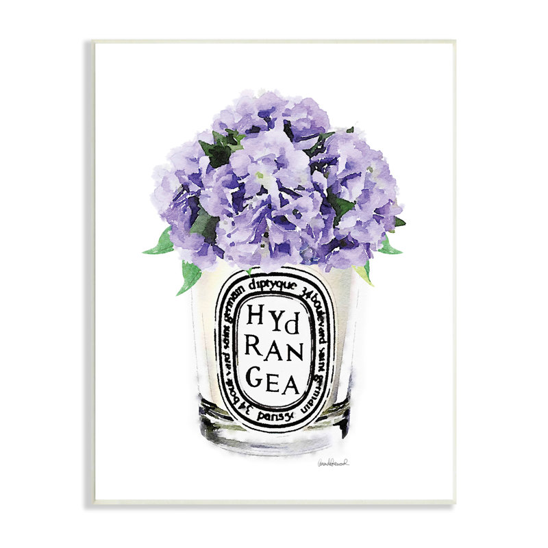 Motif de fleurs d'hortensia mauve à l'aquarelle, Plaque murale, L 16 po x H 16 po