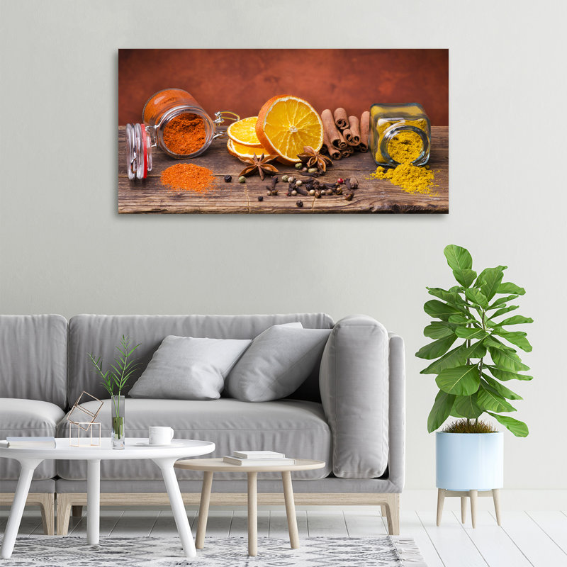 Mix Of Spices - No Frame Print on Canvas, 50cm H x 100cm W, No Frame