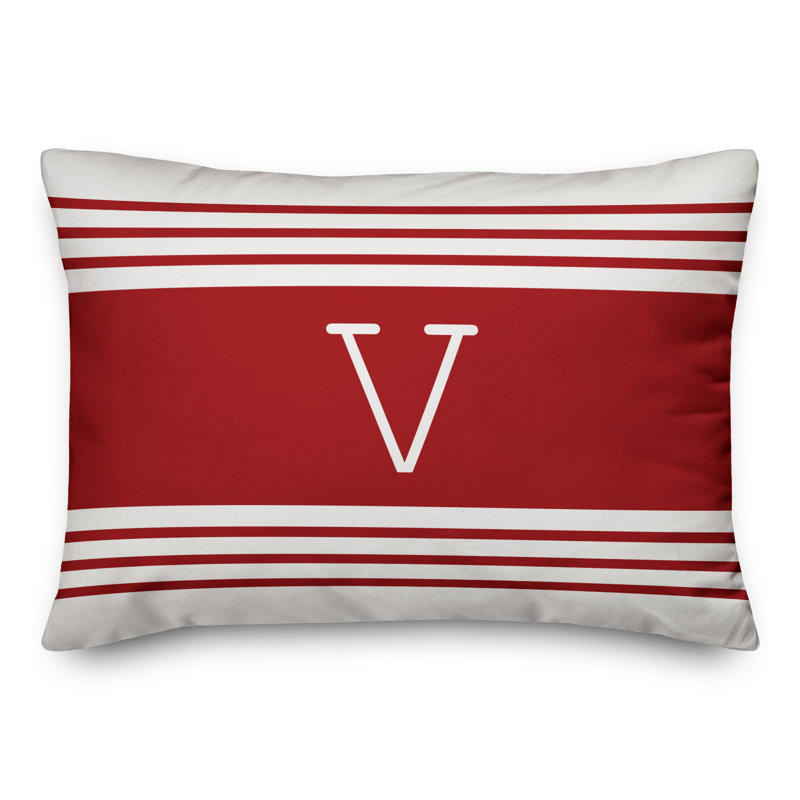 Striped Throw Pillow, V, Red