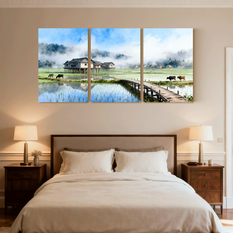Paysage et nature, ensemble de 3 reproductions d'art sur toile, H 18 po x l 36 po